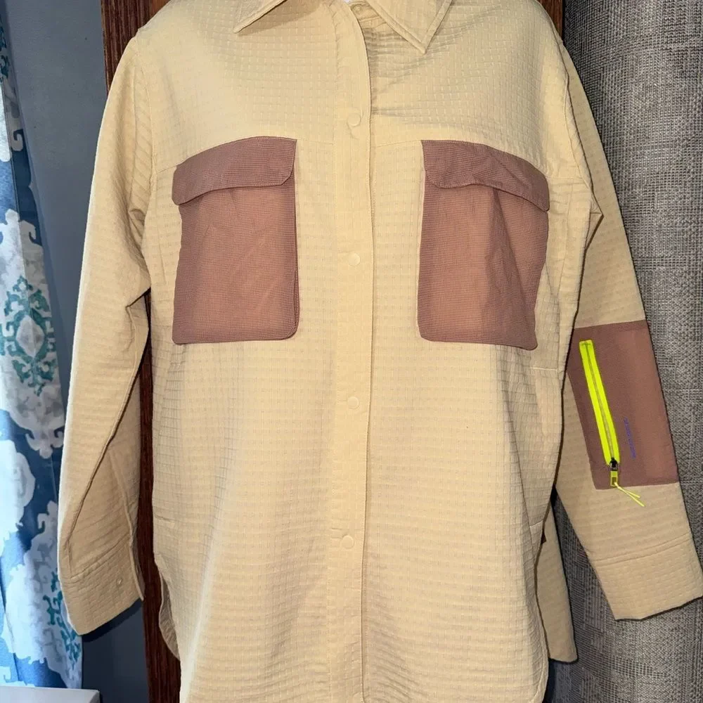 lululemon athletica Beige Shirt Jacket with Brown and Neon Accents never wore